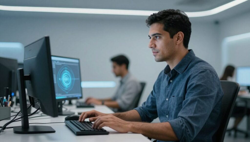 Developer writing code