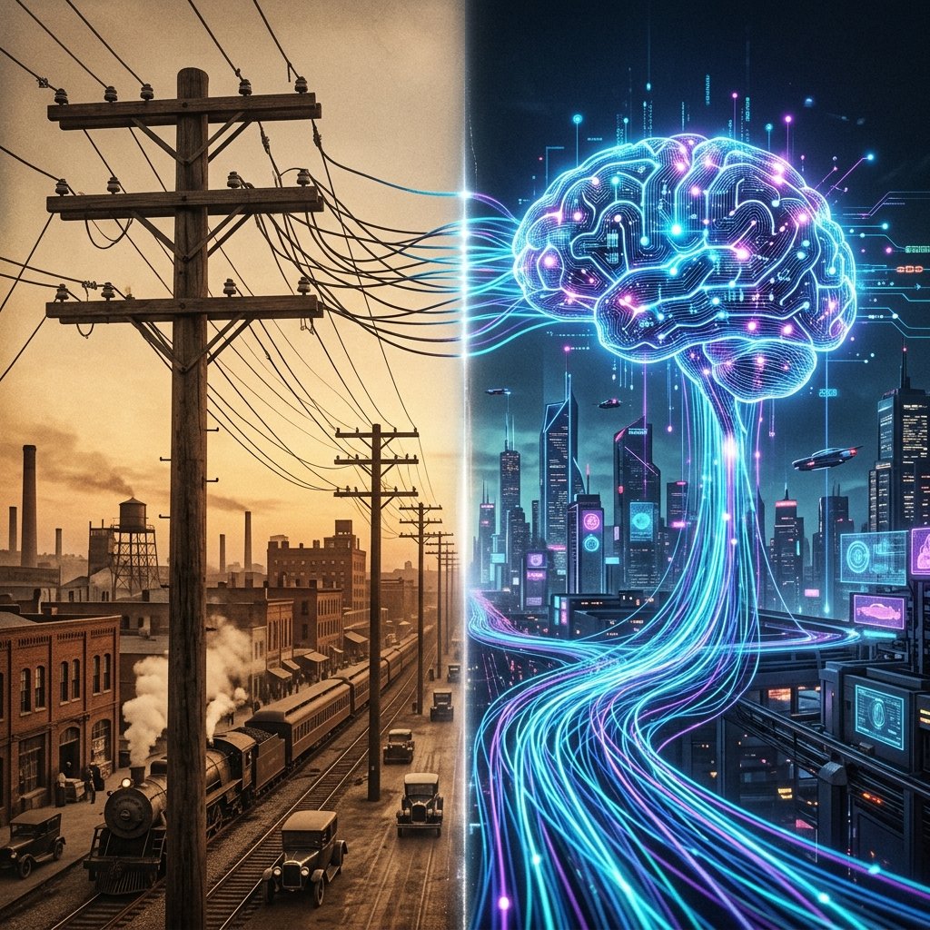 Historical evolution of unlocking technologies from electricity to AI networks